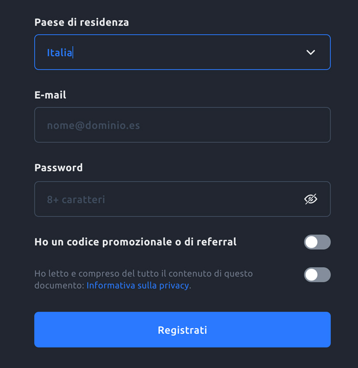 form registrazione bonus youhodler promozione Ho un codice promozionale o di referral