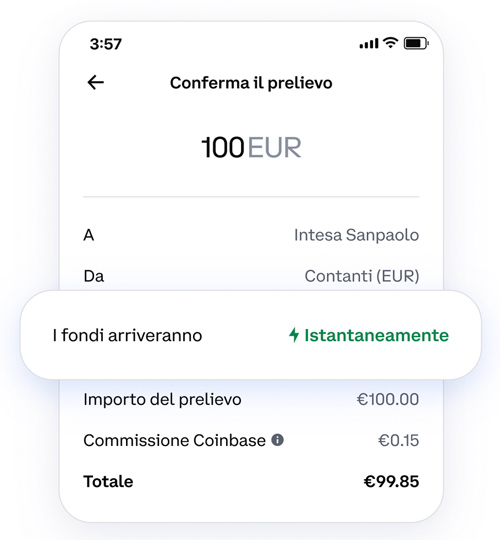 prelevare euro da coinbase